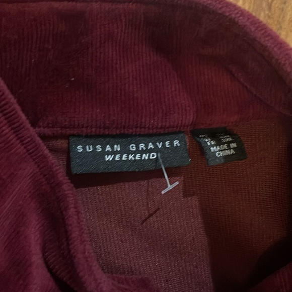 Sweater jacket with zipper - Susan Graver Rich Burgundy Velvet Jacket US 2X - Picture 3 of 8